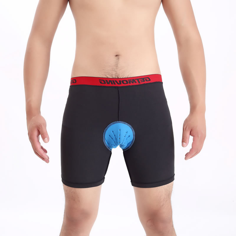 กางเกงจักรยาน Boxer GetMoving กางเกงสีดำ เป้าเจลสีฟ้า