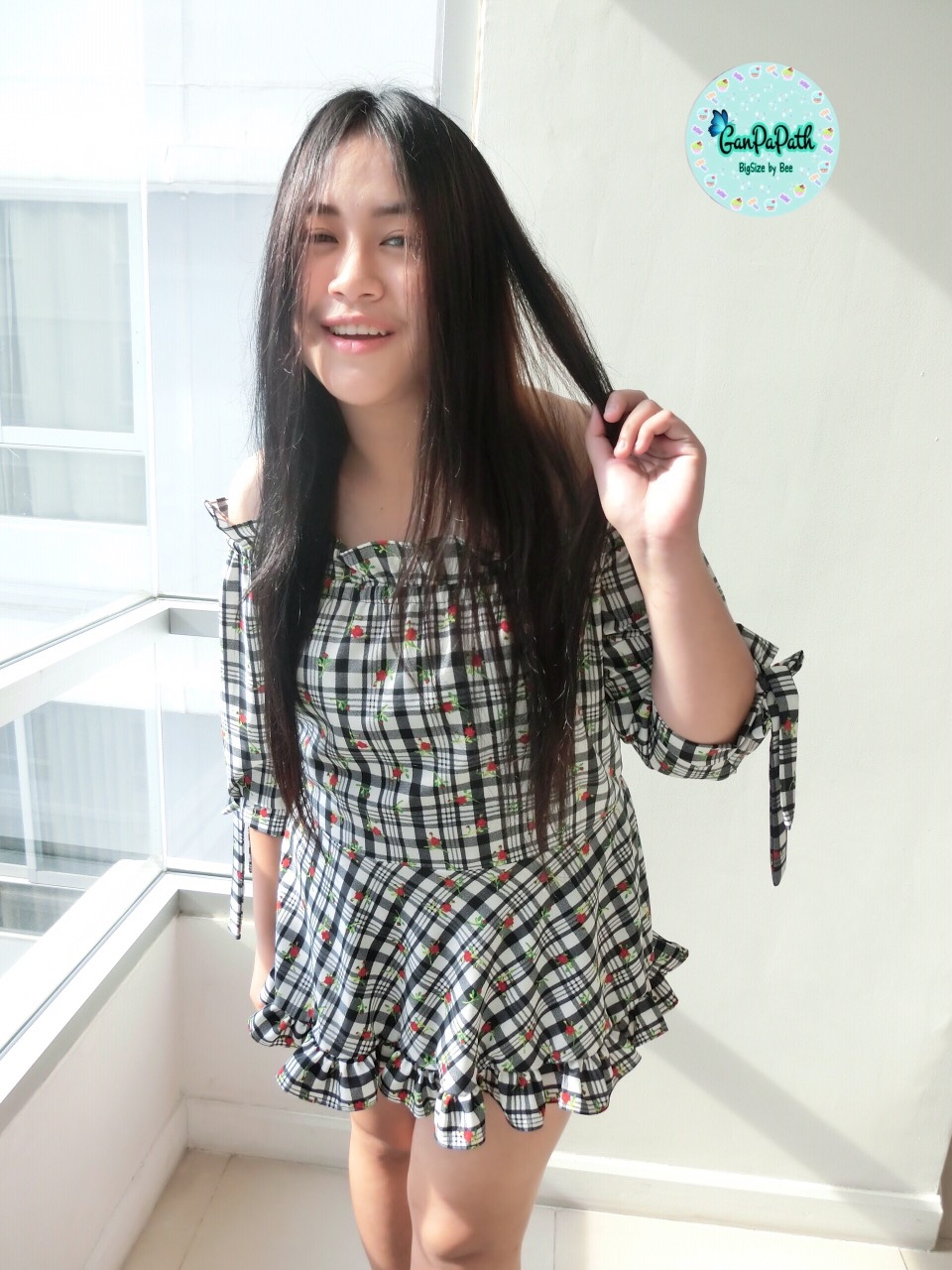 เดรสระบายชาย ผูกแขน สาวอวบ