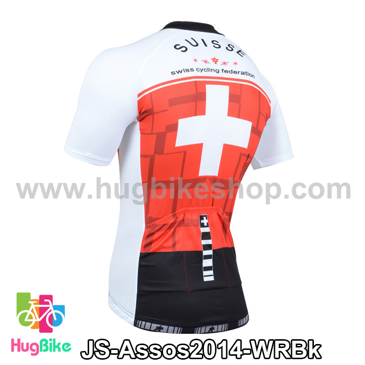 เสื้อจักรยานแขนสั้นทีม Assos 2014 สีขาวแดงดำ