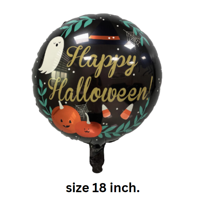 ลูกโป่งฟอยล์วงกลม Happy Halloween สีดำ ขนาด18นิ้ว