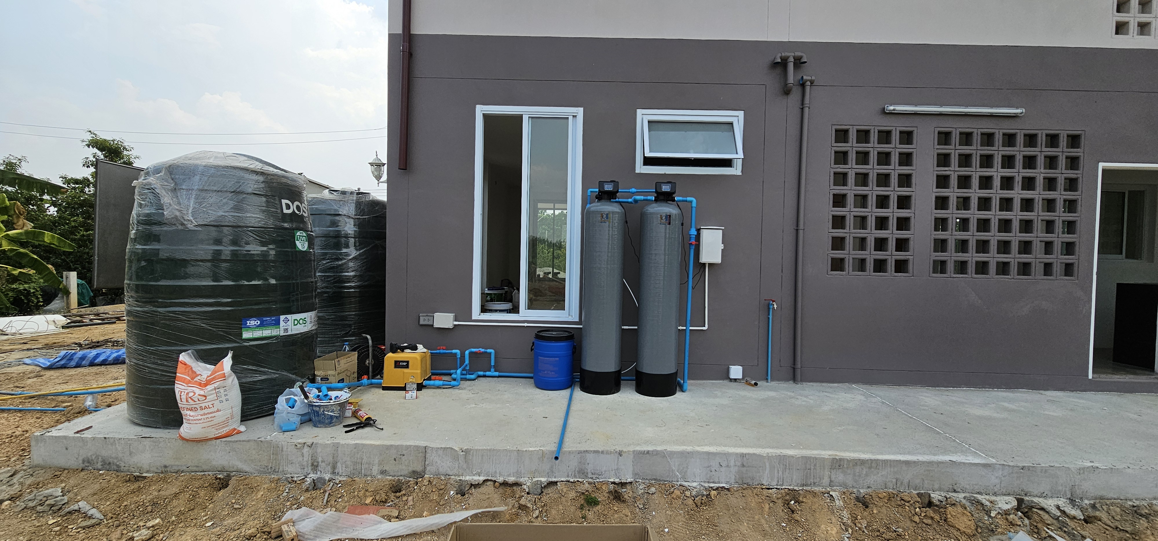 ชุดถังกรองน้ำภายในบ้าน2ถังขนาดจุสาร100ลิตรAUTO+เครื่องกรองน้ำระบบRO