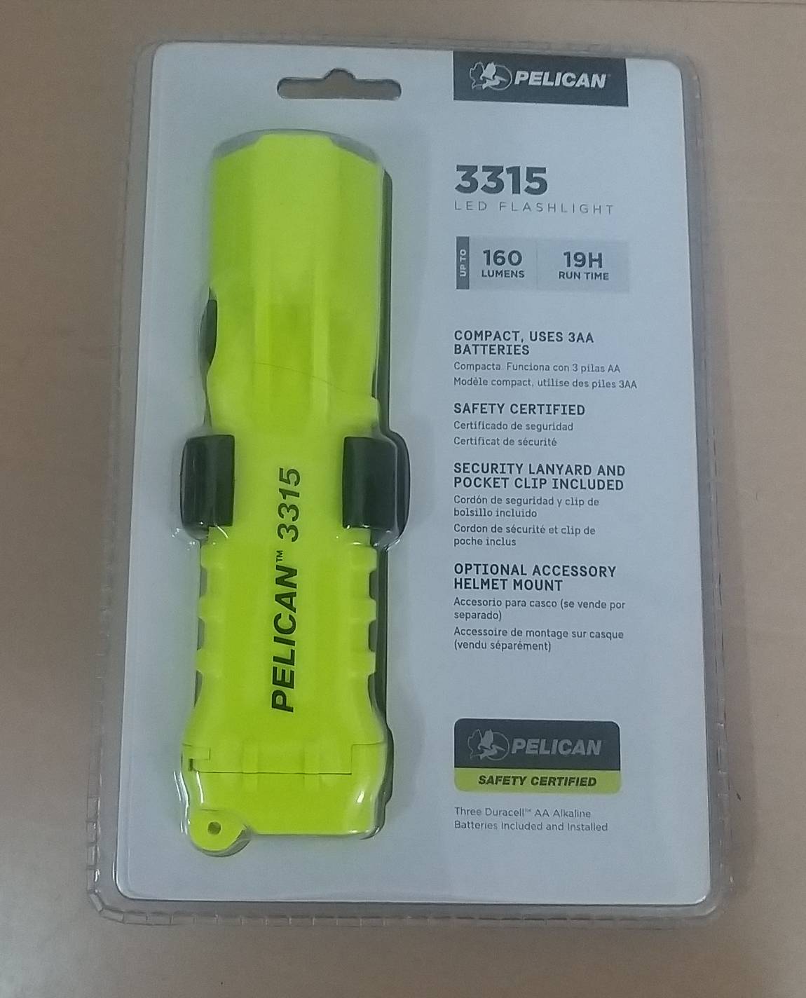 Pelican #3315 LED Flashlight ไฟฉายกันระเบิด ความสว่างสูงสุด :160 ลูเมน ลำแสงสีขาว