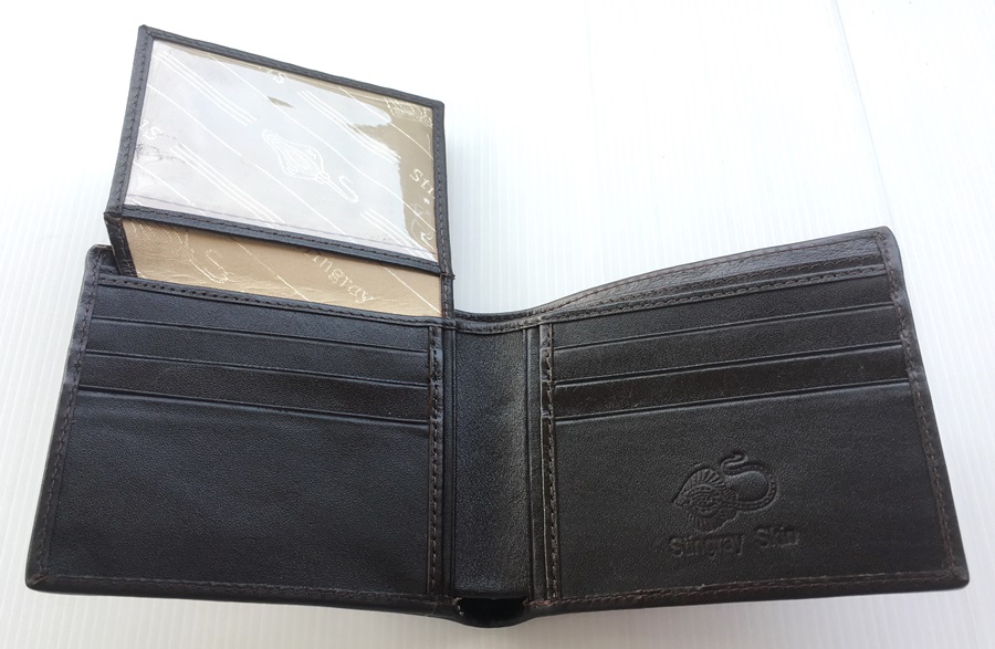 กระเป๋าสตางค์หนังปลากระเบนแท้1ตา แบบสั้น สีน้ำตาล