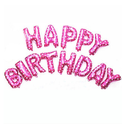 อักษรสีชมพูจุด 14 นิ้ว HBD เซทละ 180 บาท