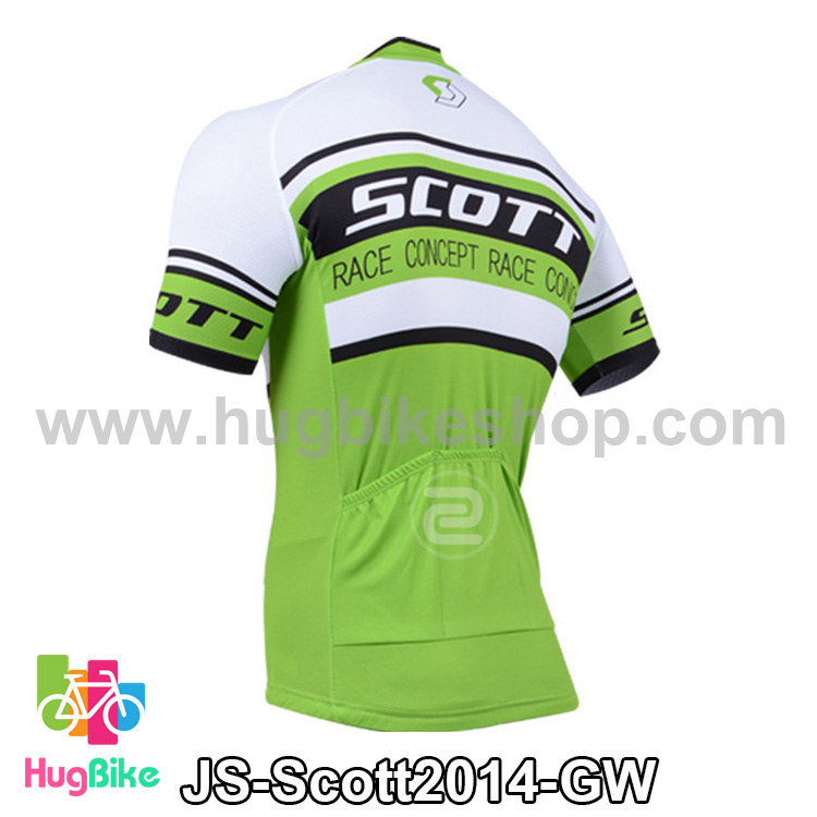 เสื้อจักรยานแขนสั้นทีม Scott 14 (01) สีเขียวขาว