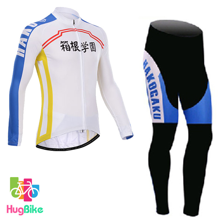 ชุดจักรยานแขนยาว โอตาคุน่องเหล็ก Hakogaku 17 (01) สีขาวน้ำเงิน