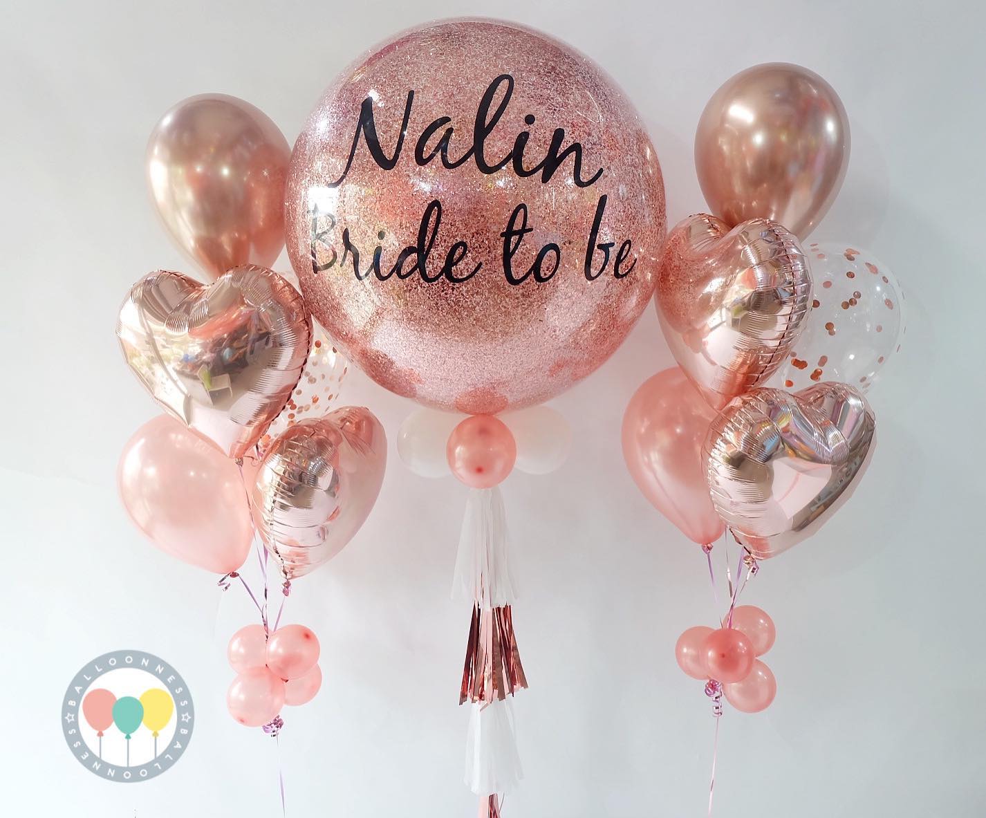 ลูกโป่งสละโสดจะเป็นเจ้าสาว Bride to Be Chrome Rose Gold Balloon Set