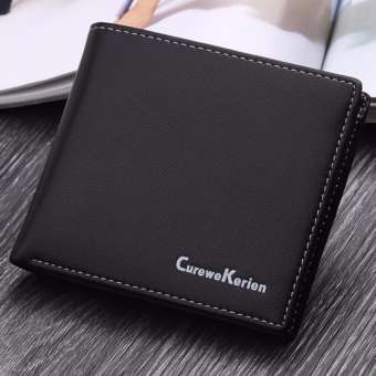 Curewe Kerien กระเป๋า กระเป๋าสตางค์ ผู้ชาย กระเป๋าตัง กระเป๋าเงิน กระเป๋าใส่เงิน กระเป๋าใส่บัตร กระเป๋าใส่นามบัตร หนังกันน้ำ ทรงสั้น Wallet Black - WLM005