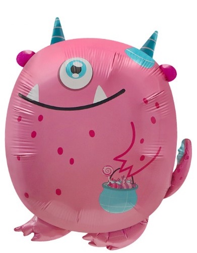 ลูกโป่งฟอยมอสเตอร์ชมพู / Pink Monster Foil Balloon