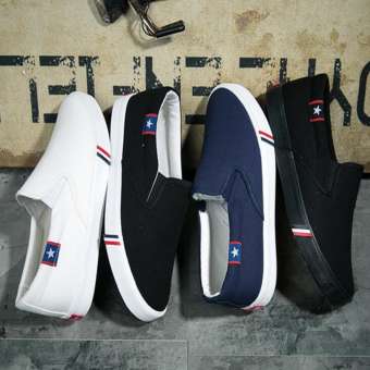 Fashion Korean Version Canvas Shoes รองเท้าผ้าใบ K01 (สีน้ำเงิน-ดำ)
