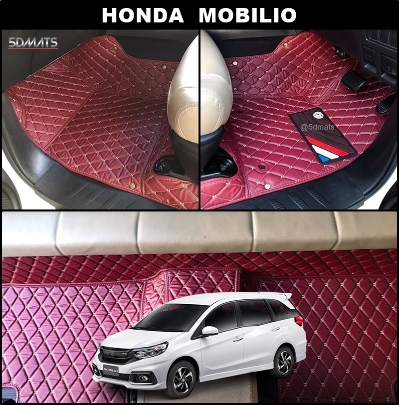 พรมปูพื้นรถยนต์ 6D HONDA MOBILIO (7ที่นั่ง) พรม6D QX สวยงาม รวมแผ่นท้าย ตรงรุ่นรถ 5ชิ้น