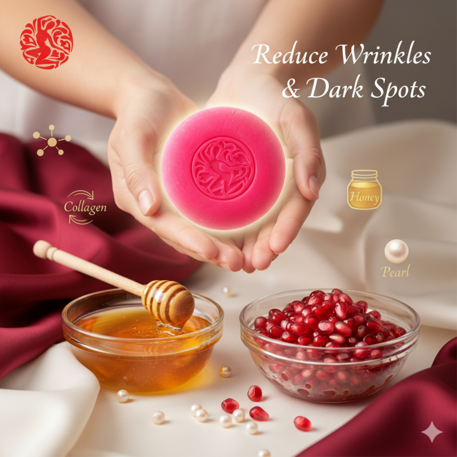 MONDODARI Pomegranate Soap – สบู่ทับทิมผิวใส เนียนนุ่ม 100 กรัม