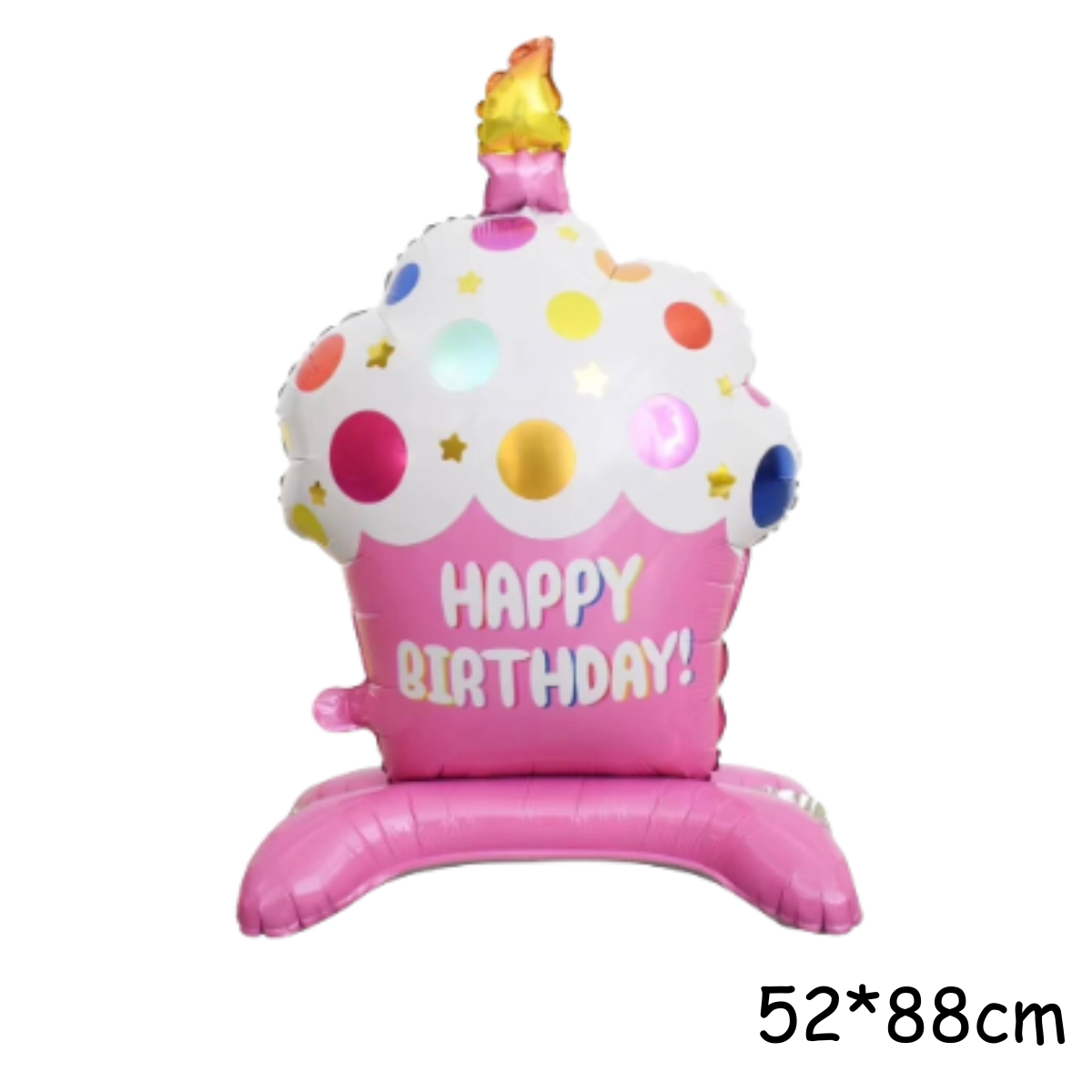 ลูกโป่งฟอยล์คัพเค้กสีชมพู มีฐานในตัว / Cupcake Stand Foil Balloon