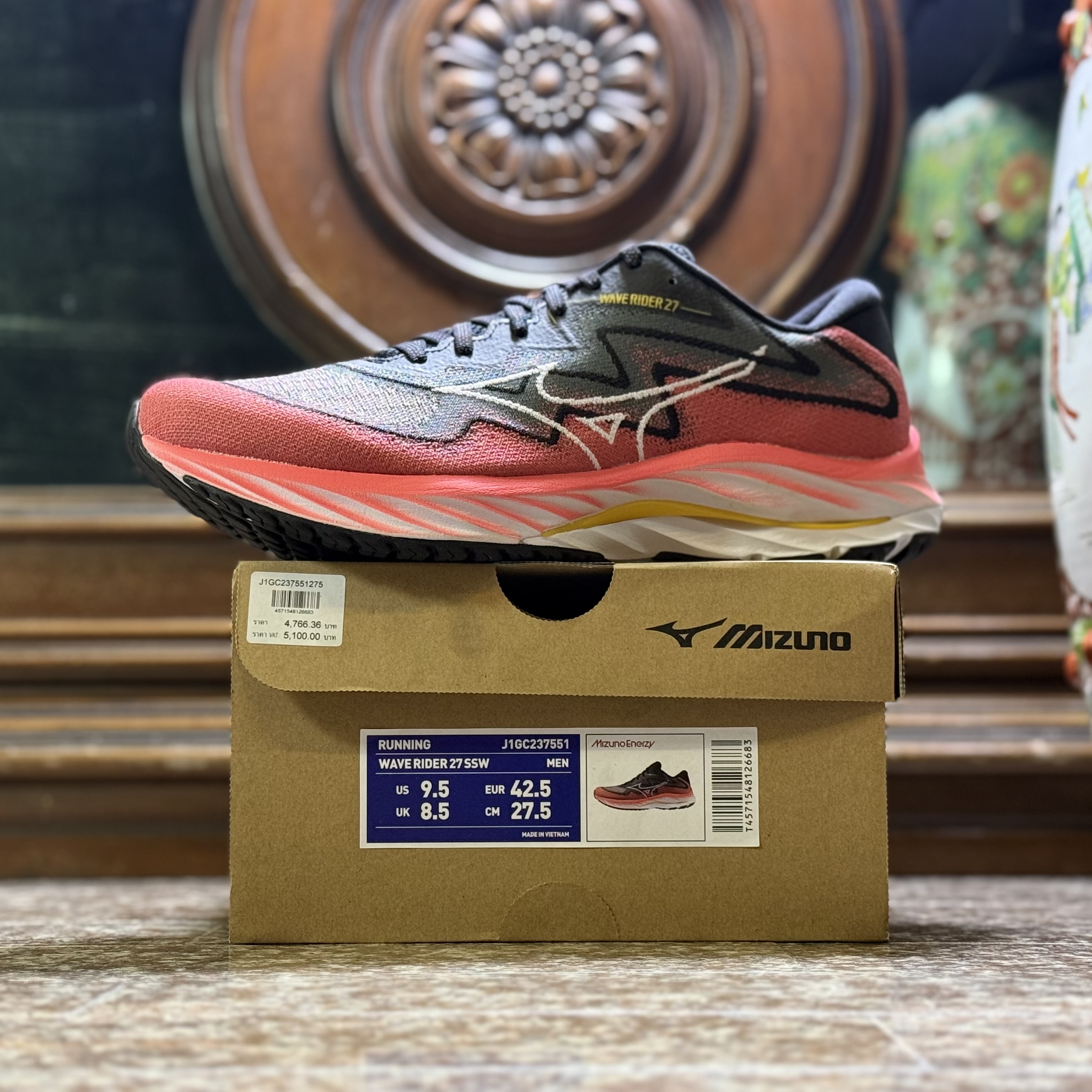 รองเท้าวิ่ง Mizuno Wave Rider 27 Knit ‘Turbulence’ (M9.5US)