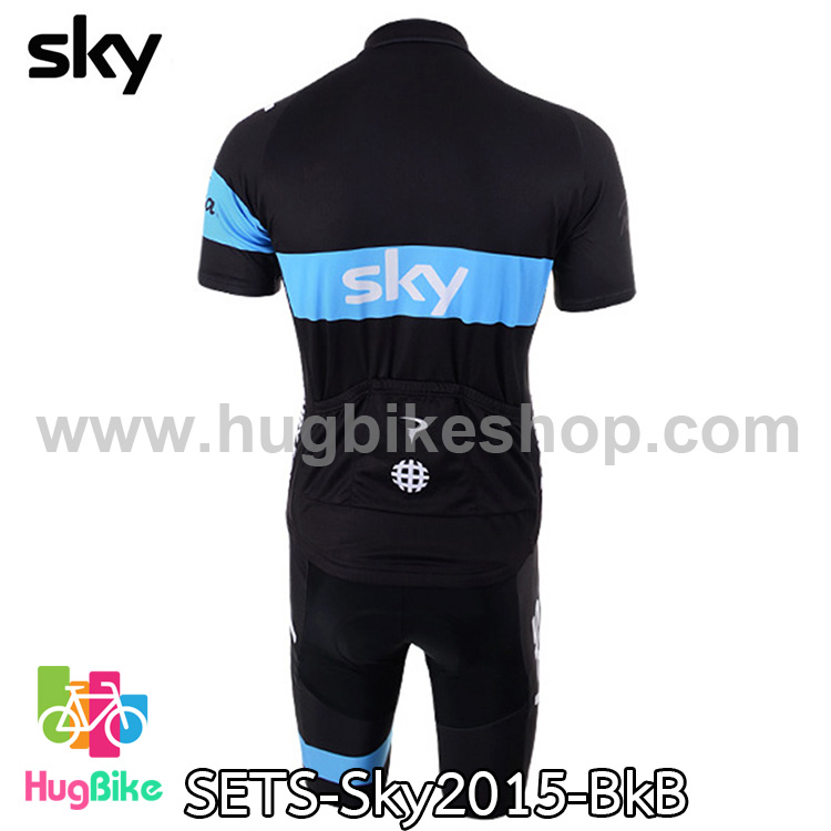 ชุดจักรยานแขนสั้นทีม Sky 15 สีดำฟ้า