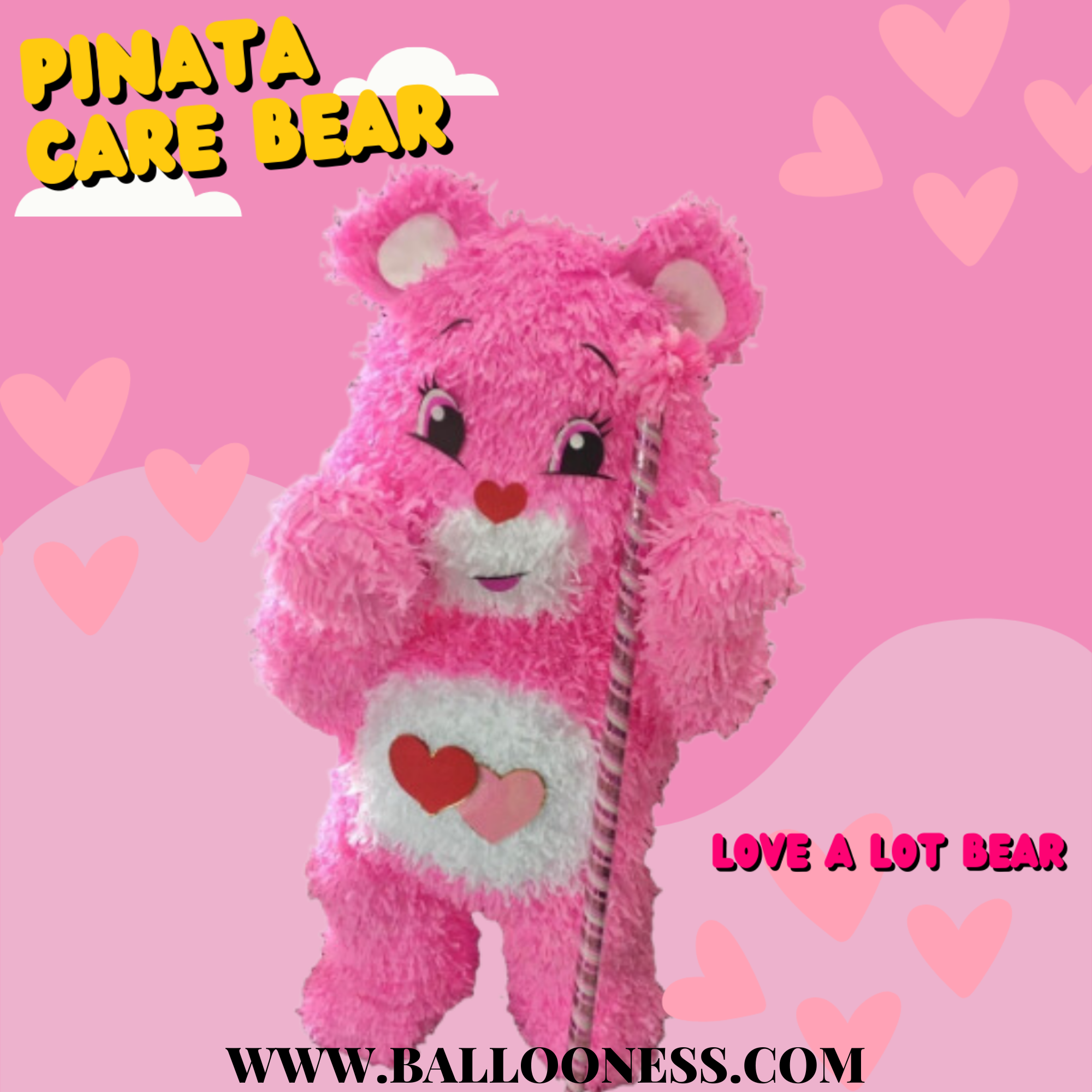 พินาต้า แคร์แบร์สีชมพู / Pinata Care bear พร้อมไม้ตี (ไม่มีขนม)