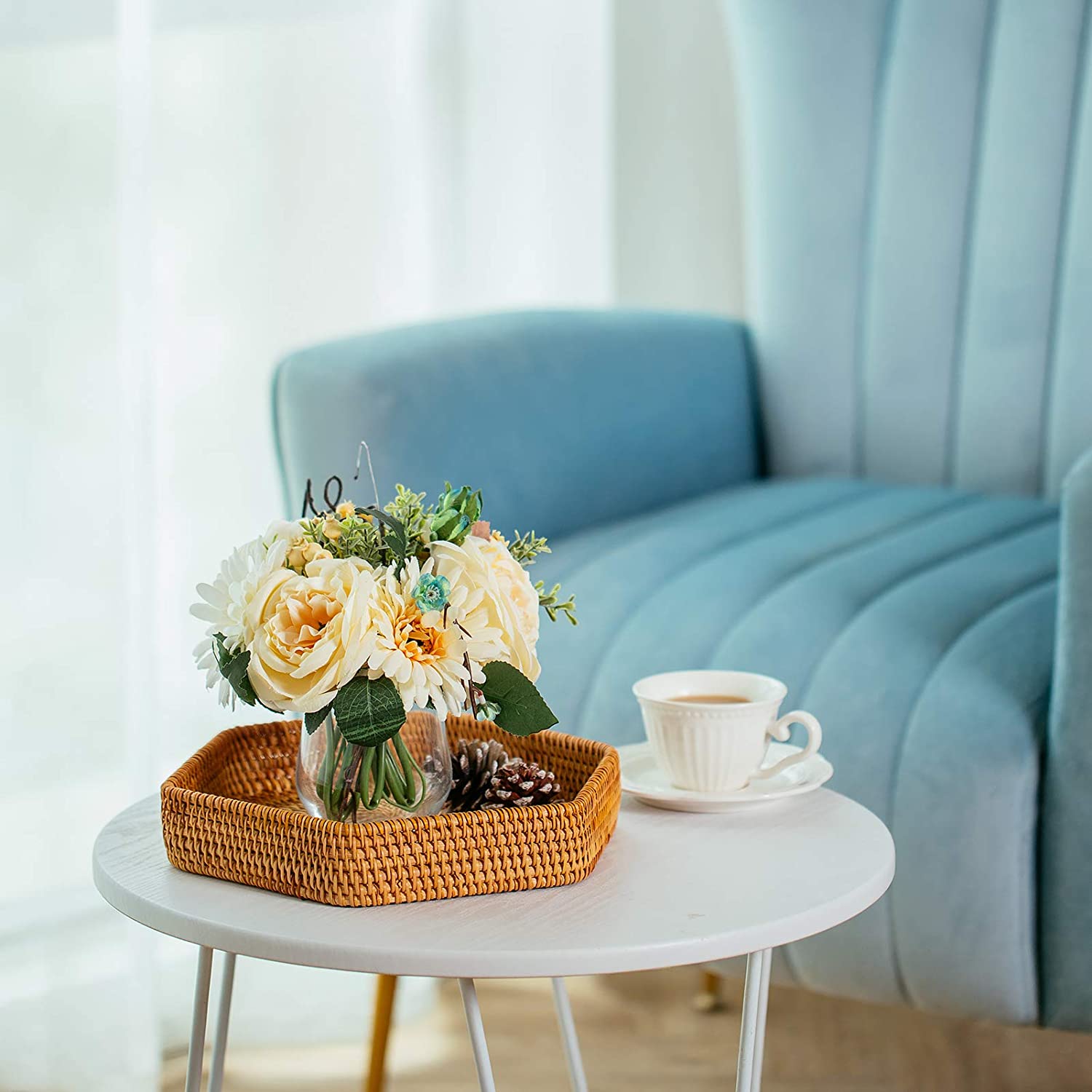 ถาดหวาย ถาดสปา ถาดอาหาร ทรง6เหลี่ยม พร็อพถ่ายรูป Rattanly Tray🏈