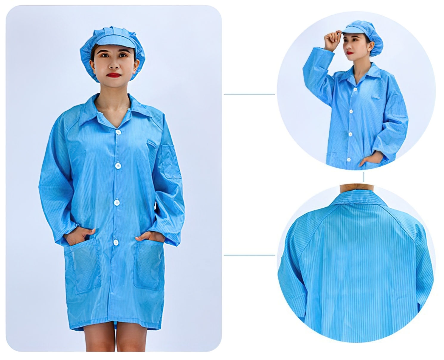 🌈เสื้อแลป เสื้อกาวน์ยาว ยูนิฟอร์ม แขนยาว (ซื้อเสื้อแถมหมวก)