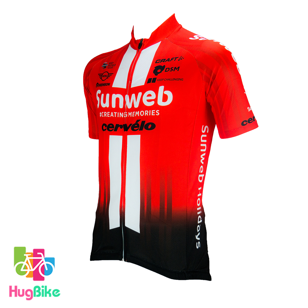 เสื้อจักรยานแขนสั้นทีม Sunweb 19 (01) สีแดงดำ
