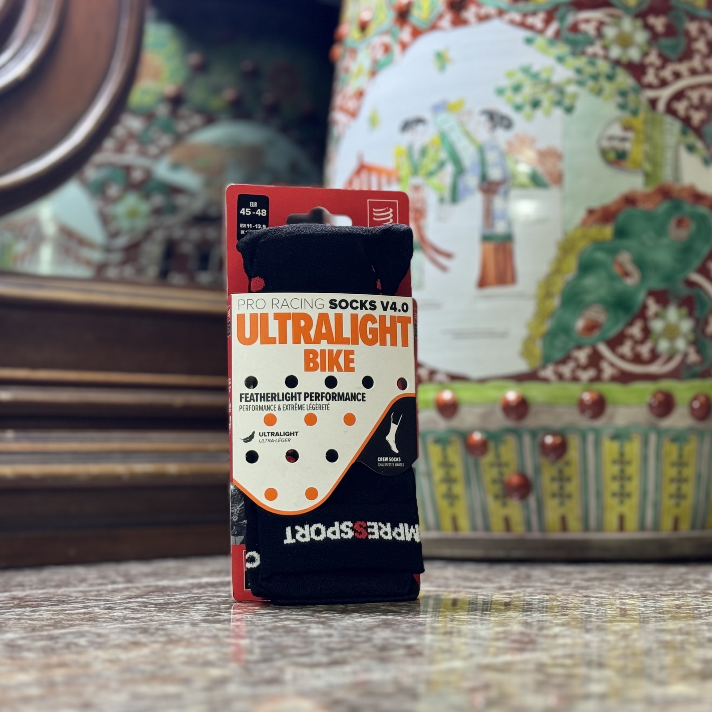 ถุงเท้าวิ่ง Compressport Pro Racing V4 Ultralight Bike (T4)