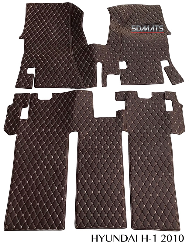 พรมปูพื้นรถยนต์ 6D VIPHyundai H1 11ที่นั่ง (2008-2011) หนังสีน้ำตาลเข้ม . เต็มคัน
