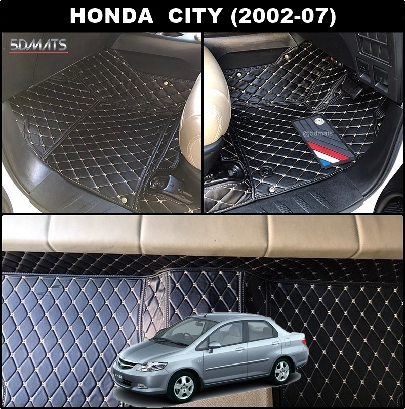 พรมปูพื้นรถยนต์ 6D HONDA CITY (2002-07) พรม6D QX สวยงาม เข้ารูป ตรงรุ่นรถ 3ชิ้น