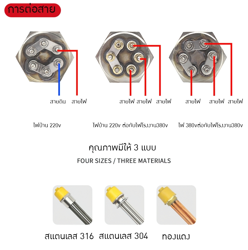 แท่งฮีตเตอร์ทำความร้อน รุ่น DN40 / DN50 Immersion Heater
