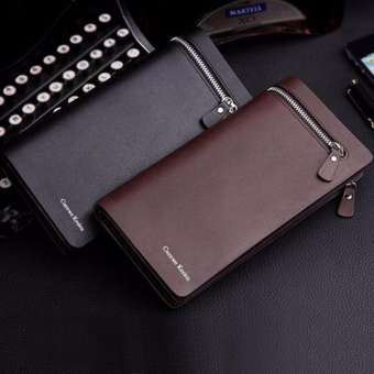 กระเป๋าสตางค์ ผู้ชาย กระเป๋าเงิน กระเป๋าตัง ทรงยาว Men Wallet Long Pattern PU Leather Wallet for Men - Black