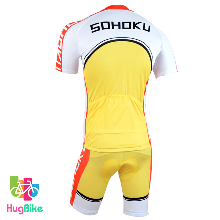 ชุดจักรยานแขนสั้น โอตาคุน่องเหล็ก Sohoku 17 (01) สีเหลืองขาวแดง