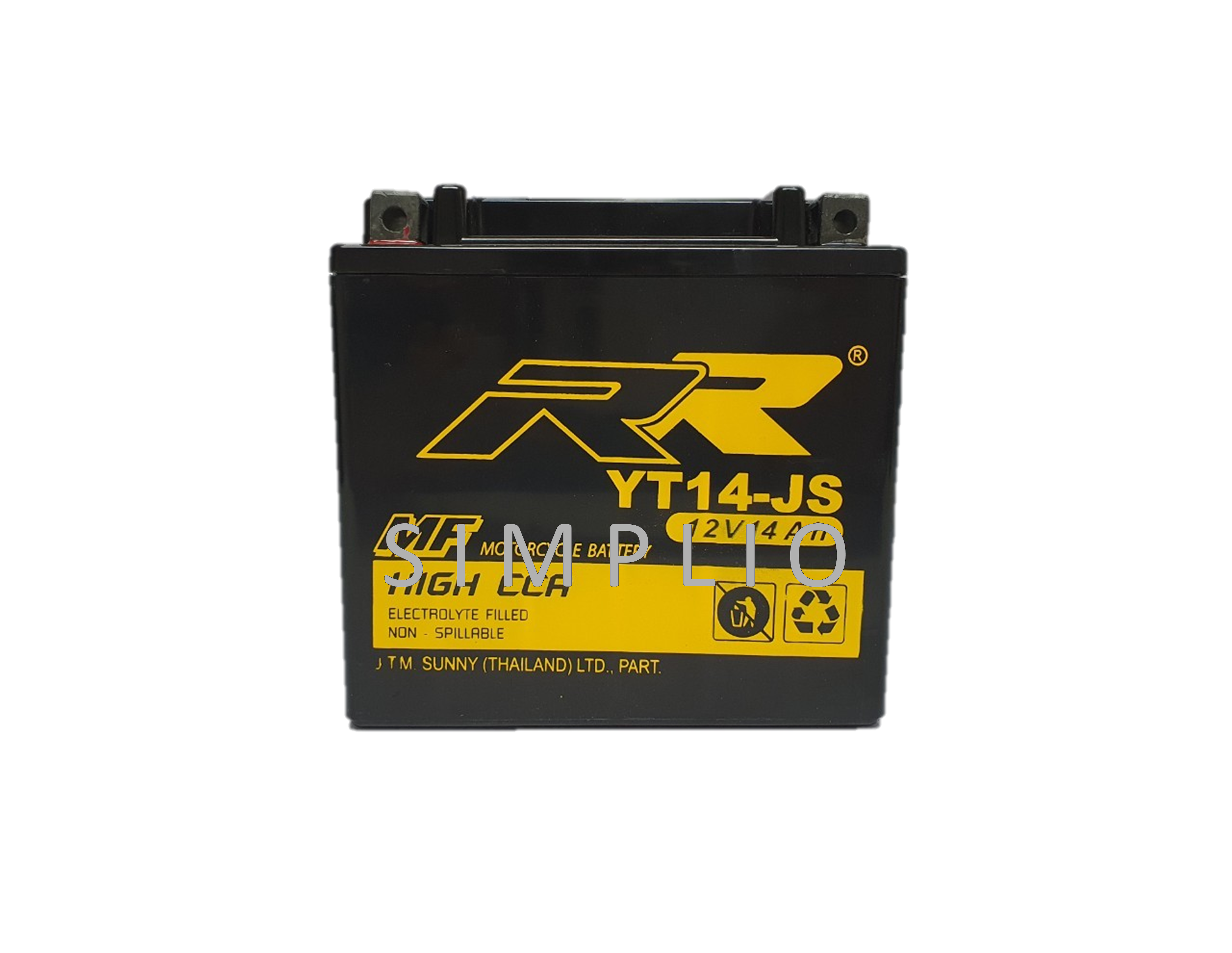 RR Battery YT14-JS (12V 14AH) High CCA แบตเตอรี่สำหรับมอเตอร์ไซค์ (แบตมอไซ)