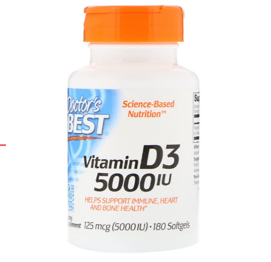 Doctor's Best, Best Vitamin D3, 5000 IU, 180 Softgels
