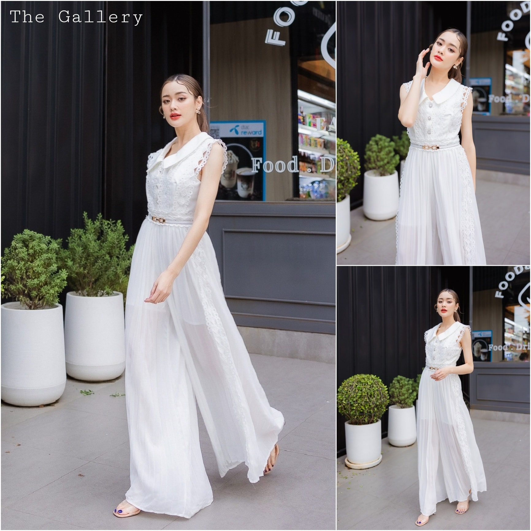 จั้มสูทขายาวอัดพลีตตัดต่อลูกไม้หรูหรามากก มาพร้อมเข็ดขัดในตัว สวยครบจบในชุดเดียว ราคาสุดคุ้มมากเวอรรรร์ จะทำงาน/ใส่ไปออกงาน