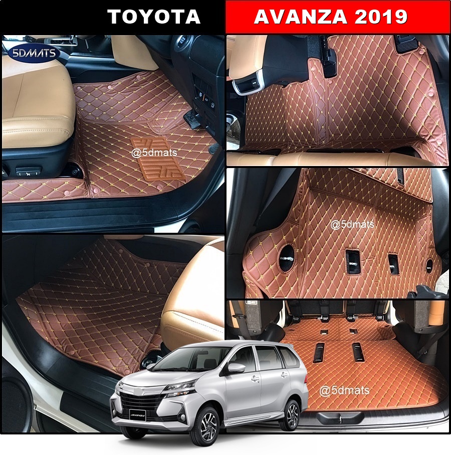 พรมปูพื้นรถยนต์6D TOYOTA AVANZA (ปี2019-23) พรม6D หนังpvcแท้ หนานุ่ม เกรดA เต็มคัน (7ชิ้น)