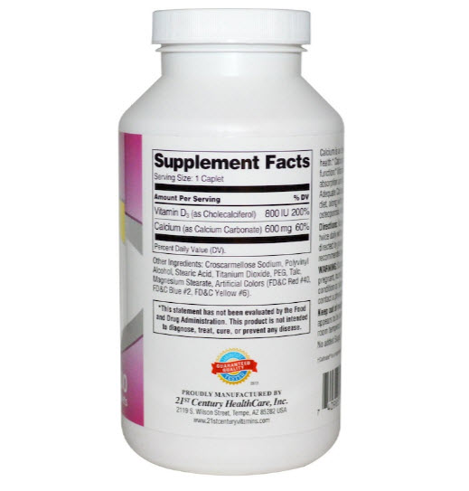 21st Century Health Care, Calcium 600 +D, 400 Caplets