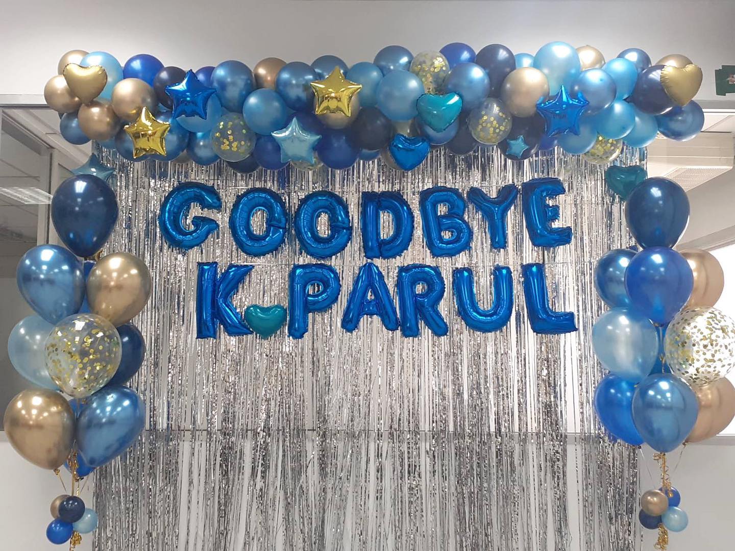 SET ฉากลูกโป่งอำลาด้วยความอบอุ่น Farewell Good Bye Blue Star Balloon Scene Set
