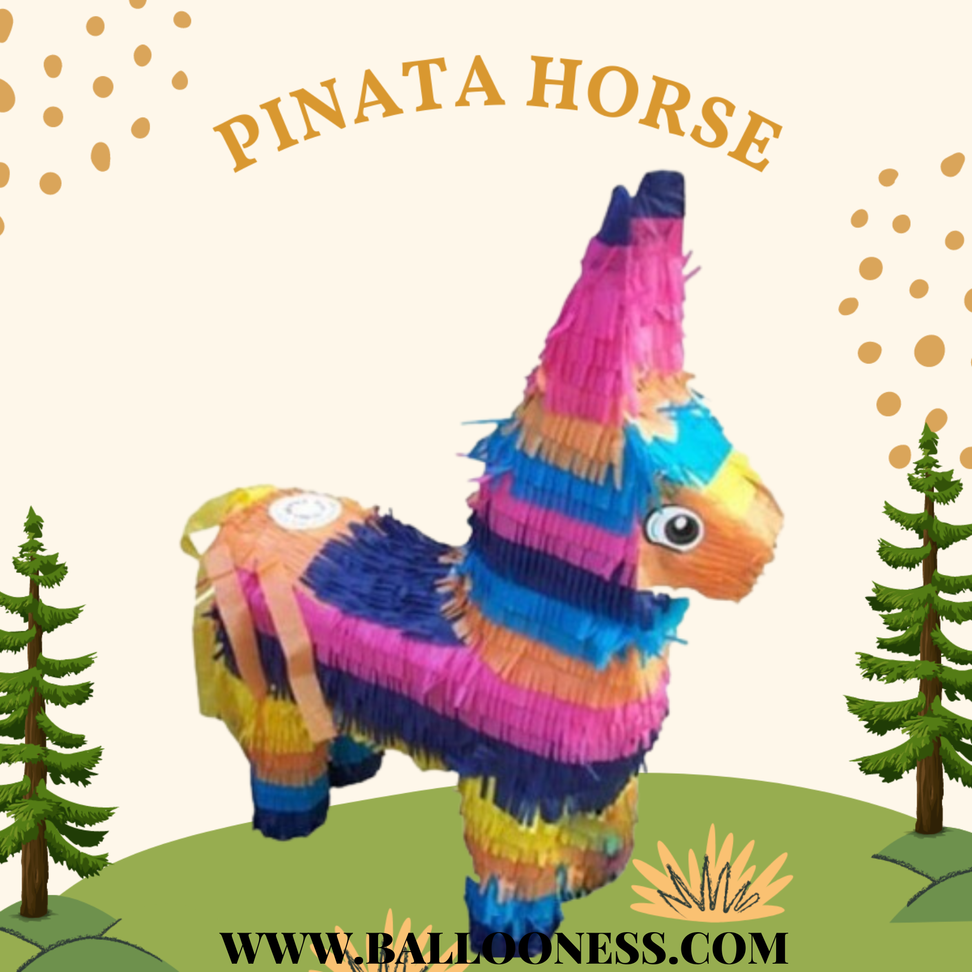 พินาต้า ม้า / Pinata Horse พร้อมไม้ตี (ไม่มีขนม)