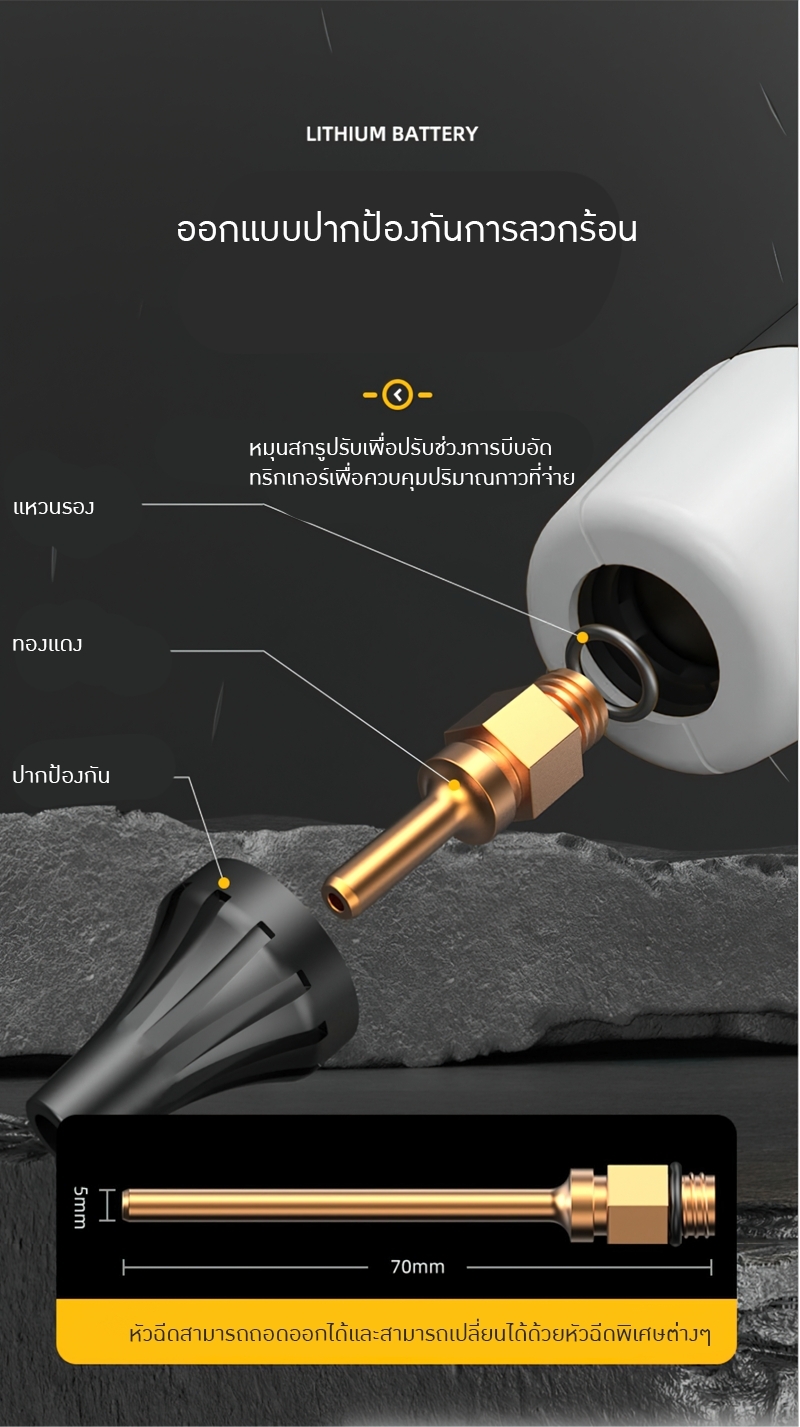 18658 ปืนยิงกาวร้อน แบบใช้แบตเตอรรี่ พกพาสะดวก DIY ตัดไฟอัตโนมัติ ไร้ส้าย