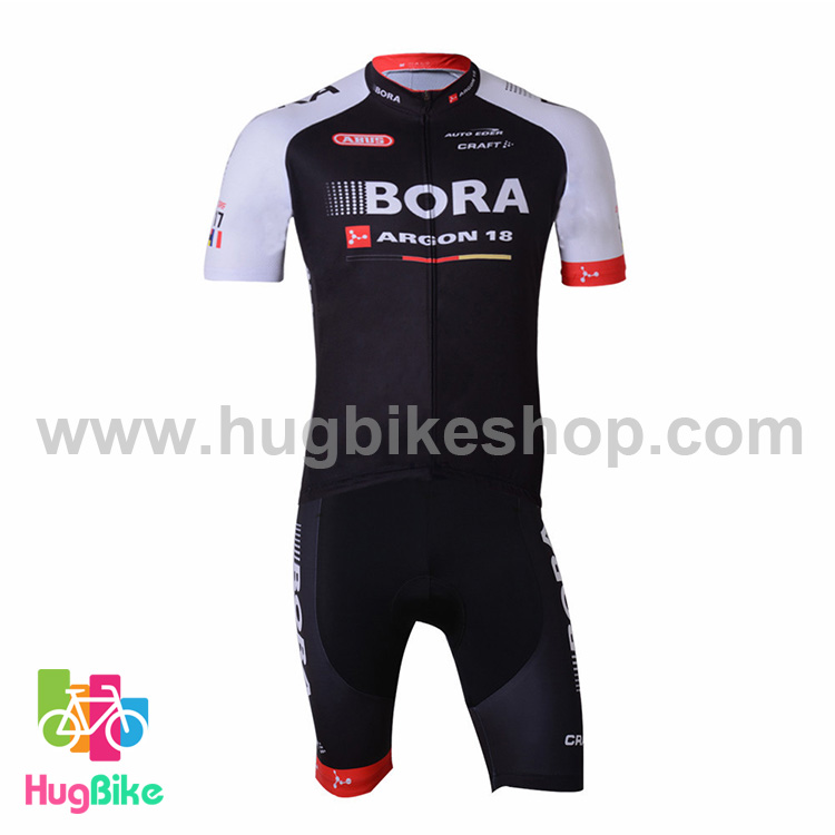 ชุดจักรยานแขนสั้นทีม Bora 17 (04) สีดำขาว