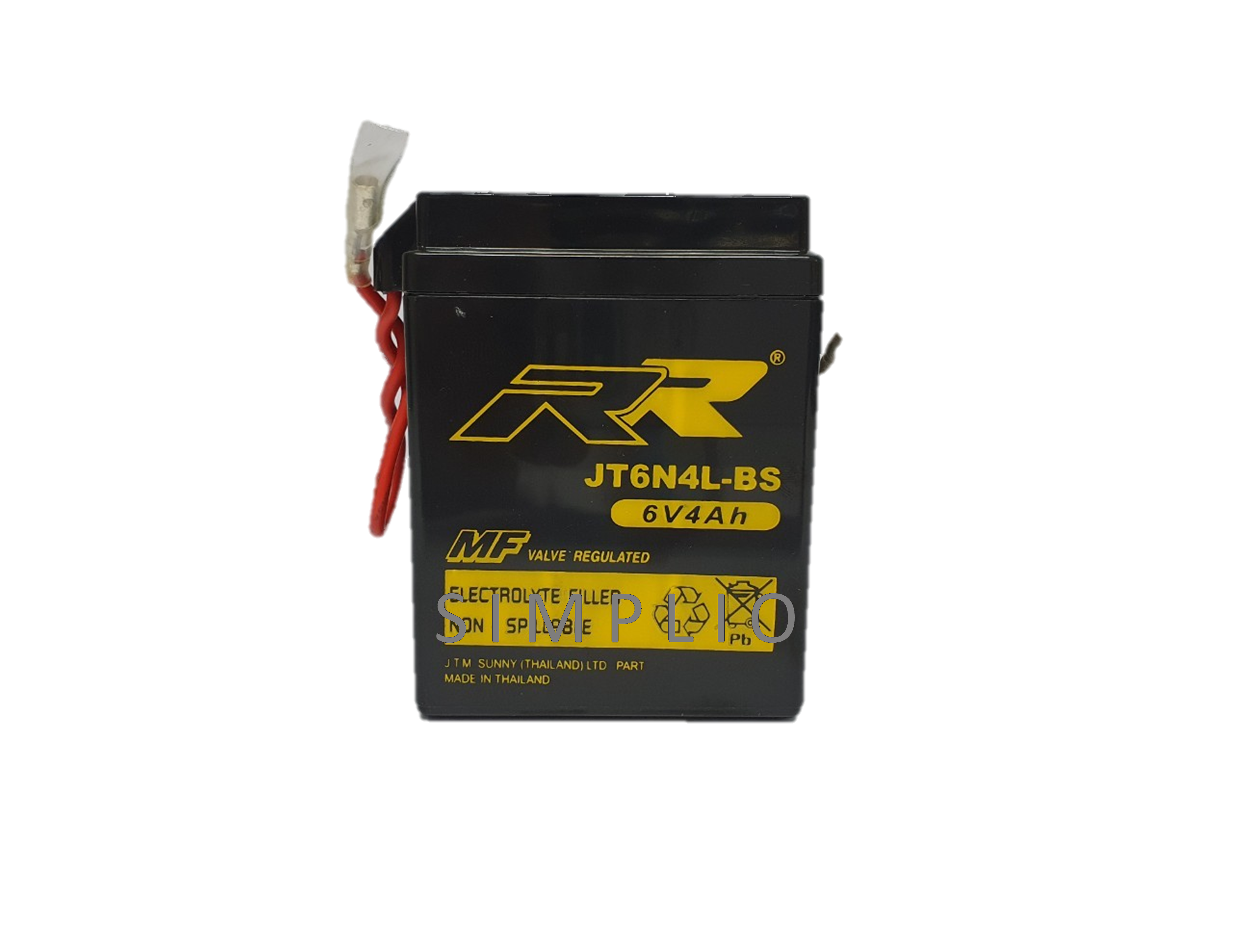 RR Battery JT6N4L-BS (6V 4AH) แบตเตอรี่สำหรับมอเตอร์ไซค์ (แบตมอไซ)