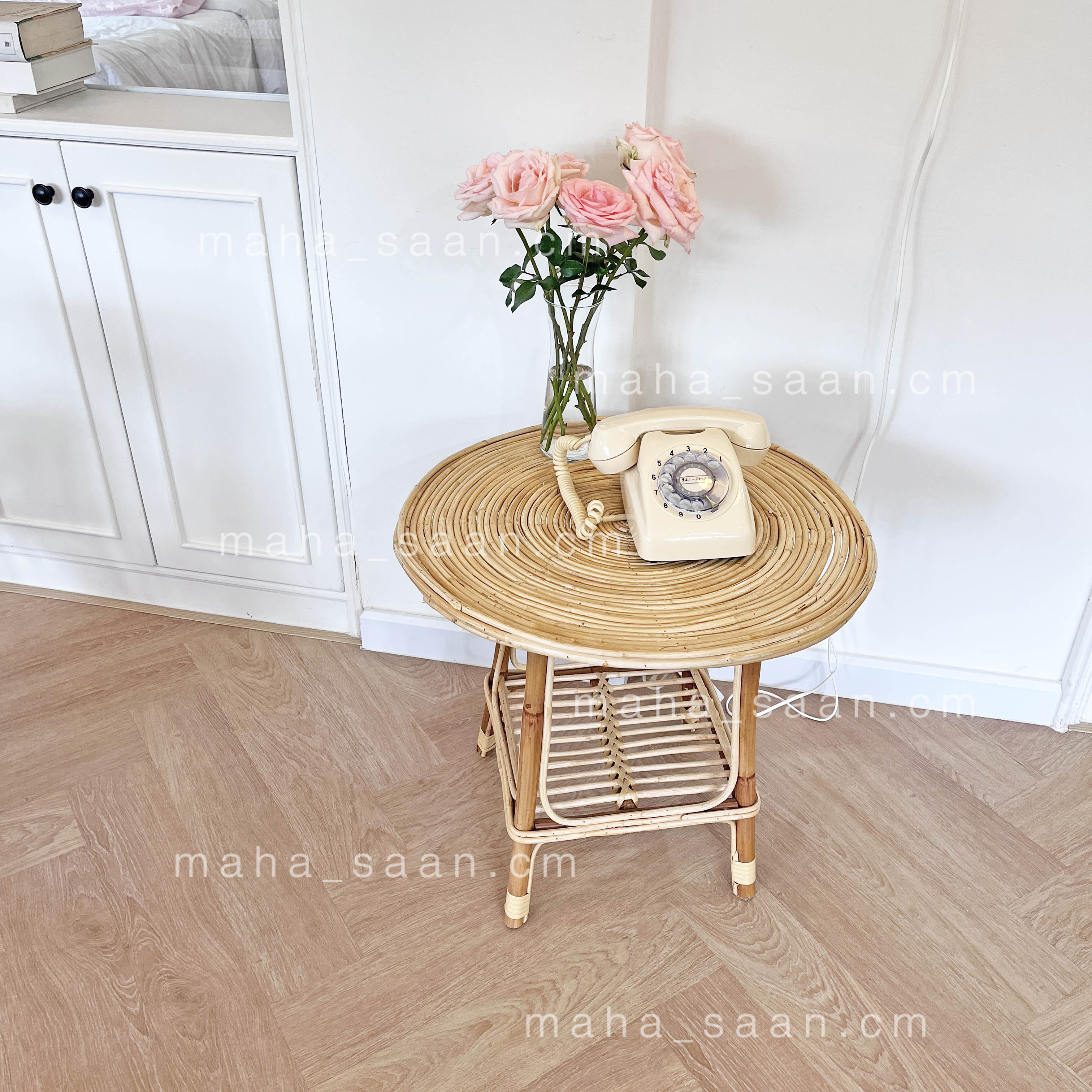 โต๊ะกลางหวาย โต๊ะคาเฟ่ แต่งบ้าน โต๊ะข้างเตียง ทรงกลม 🍈