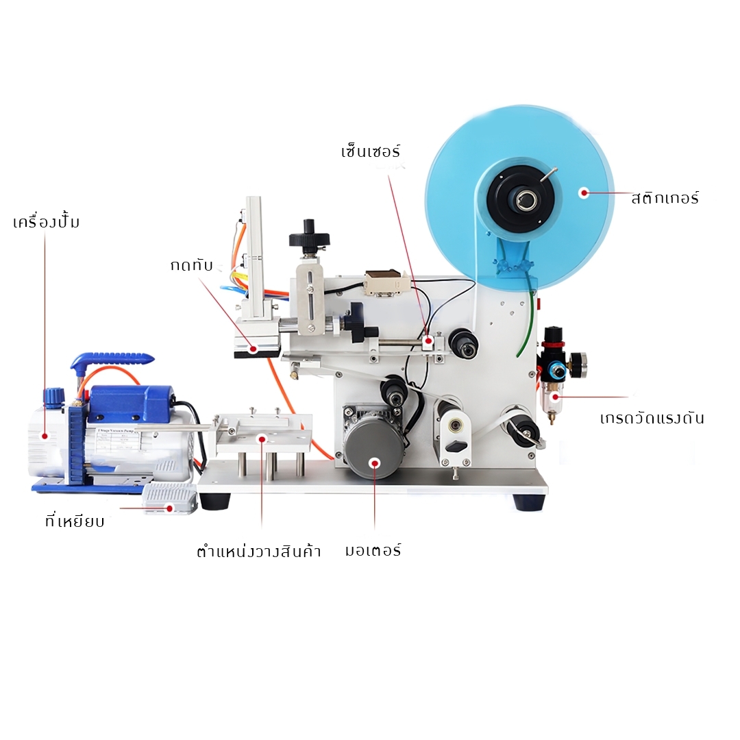เครื่องติดฉลากแบบกึ่งอัตโนมัติ สำหรับผิวเรียบ ฝากระปุก กล่อง กระป๋อง ทรงเหลี่ยม TB60