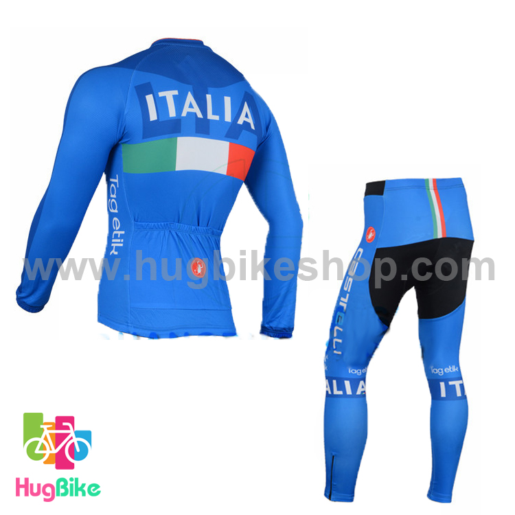 ชุดจักรยานแขนยาวทีม Italia 16 สีฟ้า