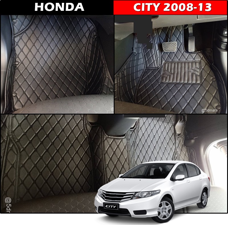 พรมปูพื้นรถยนต์ 6D HONDA CITY ปี2008-13 พรมหนัง6D เกรดA เต็มคัน 3ชิ้น