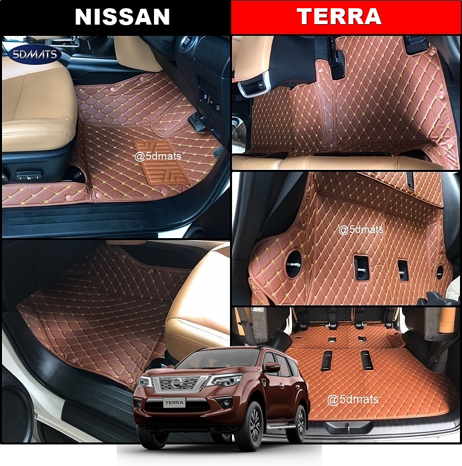 พรมปูพื้นรถยนต์6D NISSAN TERRA (ปี2018-23) พรม6D หนังpvcแท้ หนานุ่ม เกรดA เต็มคัน (8ชิ้น) st