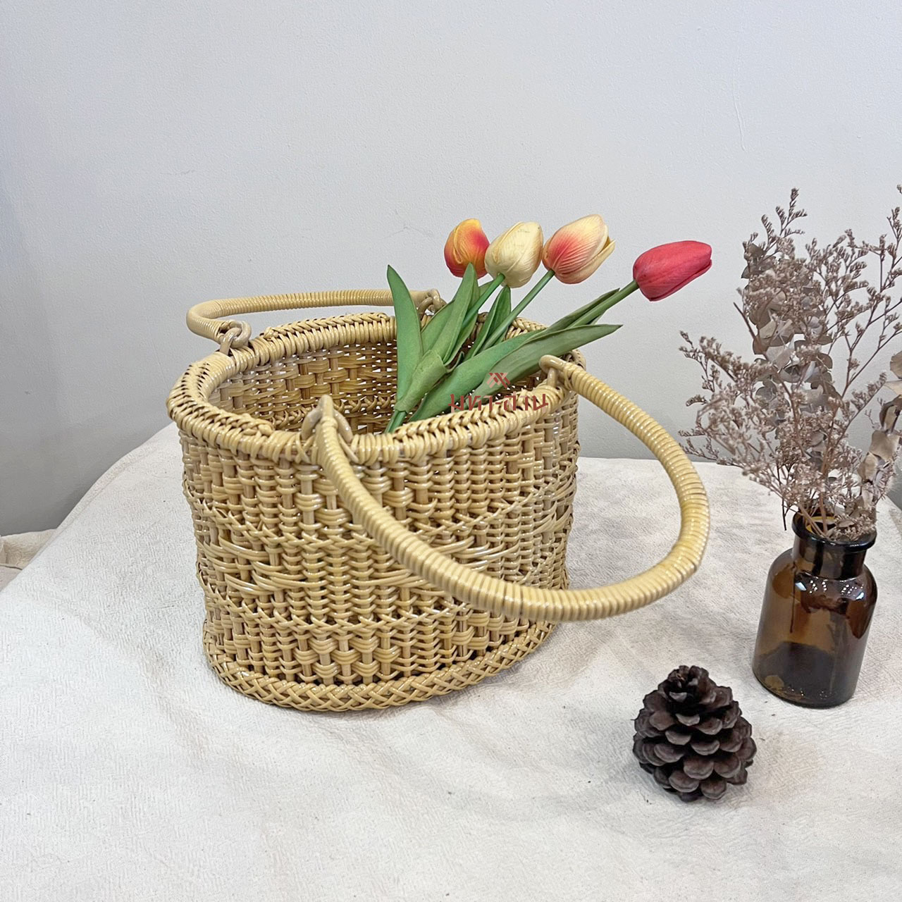 ตะกร้าหวาย ตะกร้ามินิมอล ตะกร้าไปวัด ตะกร้าปิคนิค 🥟