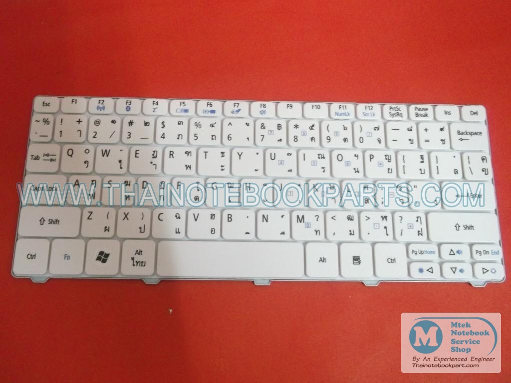 MT06529 คีย์บอร์ดโน๊ตบุ๊ค Acer Aspire One D260 D260A D255 D257 D270 - V091902BS1 PK1306F0B00 Notebook Keyboard (สีขาว สินค้าใหม่ แป้นพิมพ์ English-Thai) 1