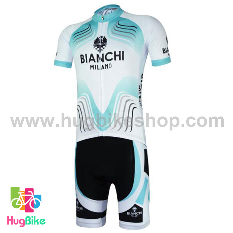 ชุดจักรยานแขนสั้นทีม Bianchi 17 (03) สีขาวฟ้า