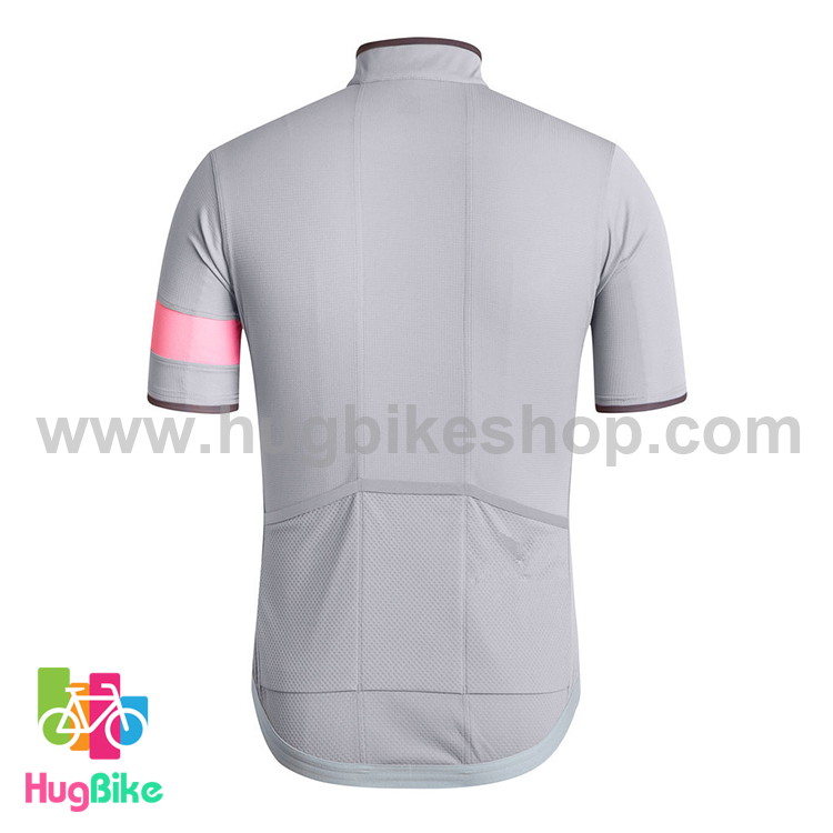 เสื้อจักรยานแขนสั้นทีม Rapha 16 (01) สีเทาปลอกแขนชมพู