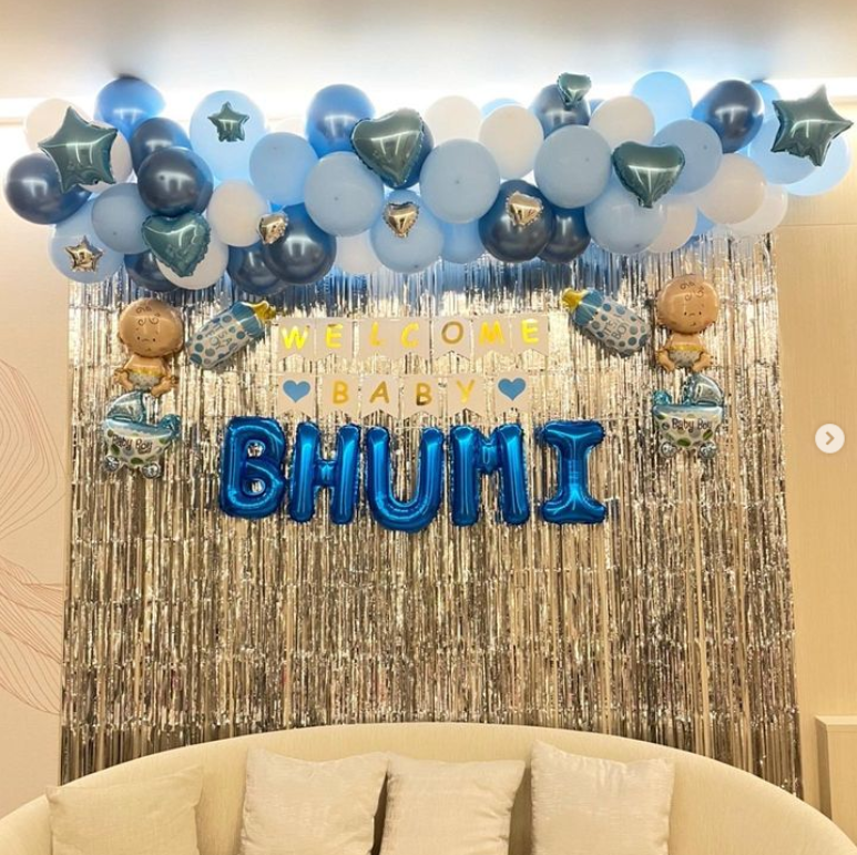 เซทลูกโป่งแปะผนัง welcome babyเปลียนคำ เปลี่ยนโทนสีได้