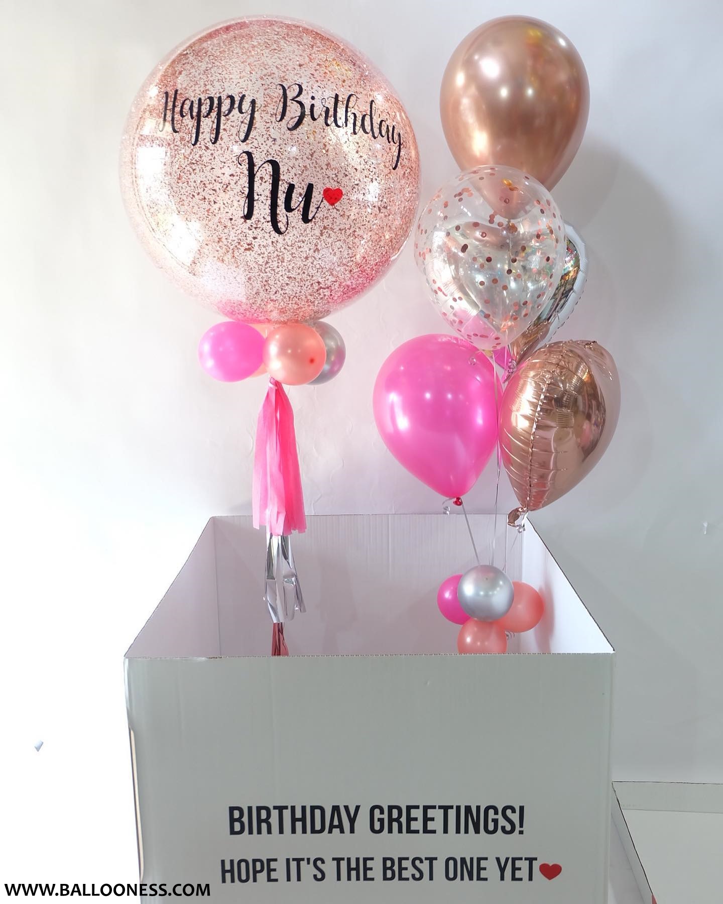 เซ็ตกล่อง โทนชมพู,โรสโกล,เงิน ขนาด24นิ้ว+1ช่อ / Set Box Tone Pink, Rose Gold, Silver 24-inch+1bucnh